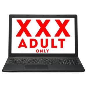 laptop computer painted with hazard warning