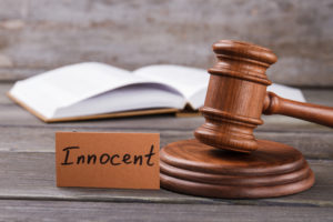 Innocent trial verdict concept.